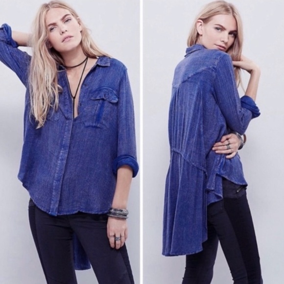 Free People Tops - Free People One of the Guys Oversize Waffle Button Down Tunic Top size Medium